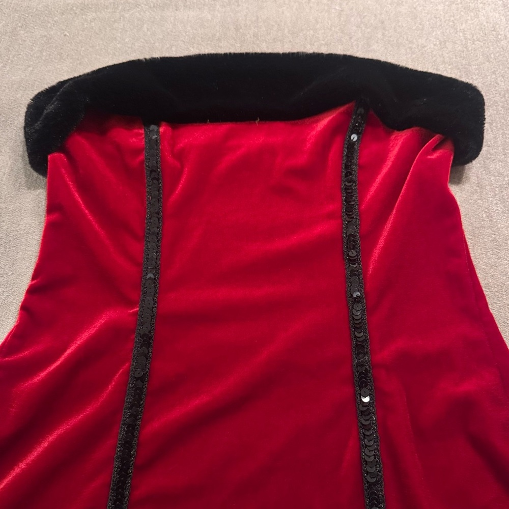 Vintage Shirley of Hollywood Red Velvet Bustier Garter Top - Picture 4 of 7